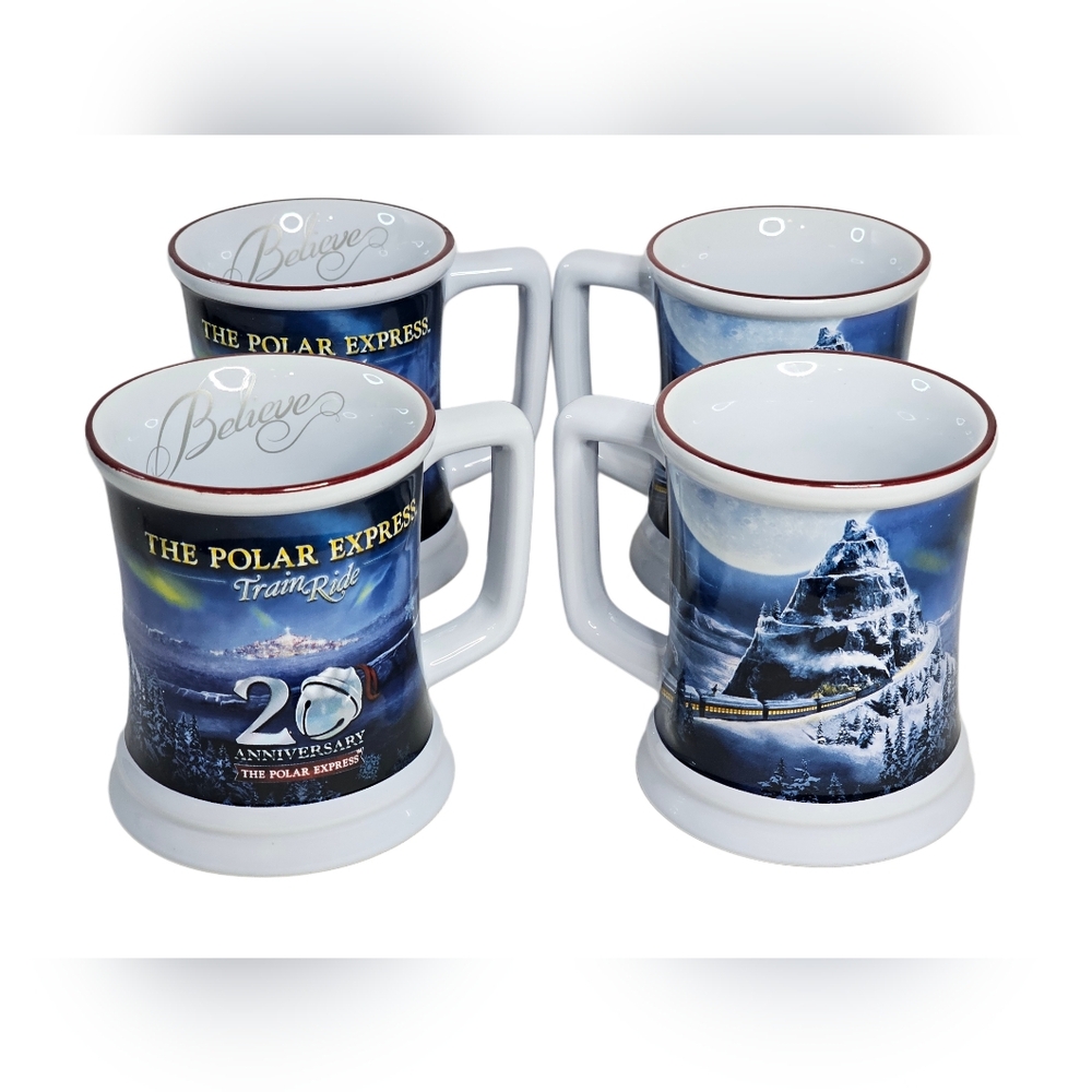 The Polar Express Believe Mug Set of 4 20th Anniversary Cup Hot Chocolate Coffee